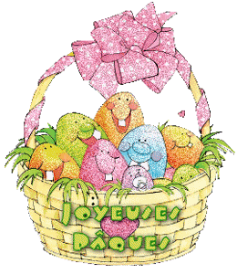 Gif animé joyeuses Pâques panier d'oeufs